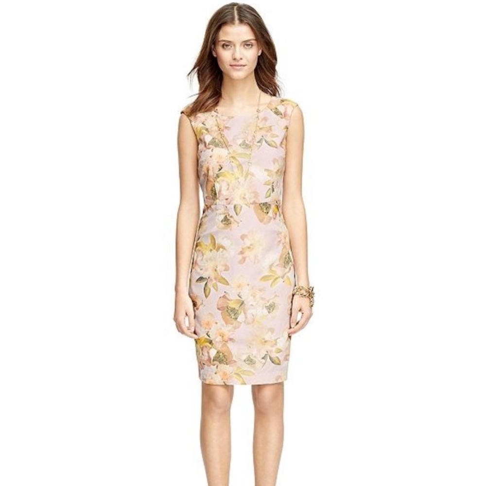 Brooks Brothers Floral Sheath Cap Sleeve Dress 8 - Picture 1 of 5